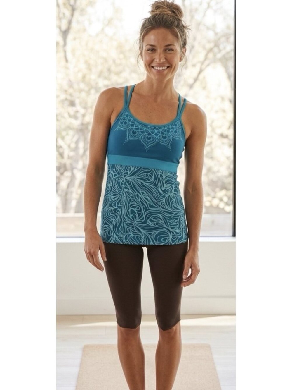 Prana Kaley Tunic Top Workout Cami Adventure Hiking Paisley Boho Yoga Size M